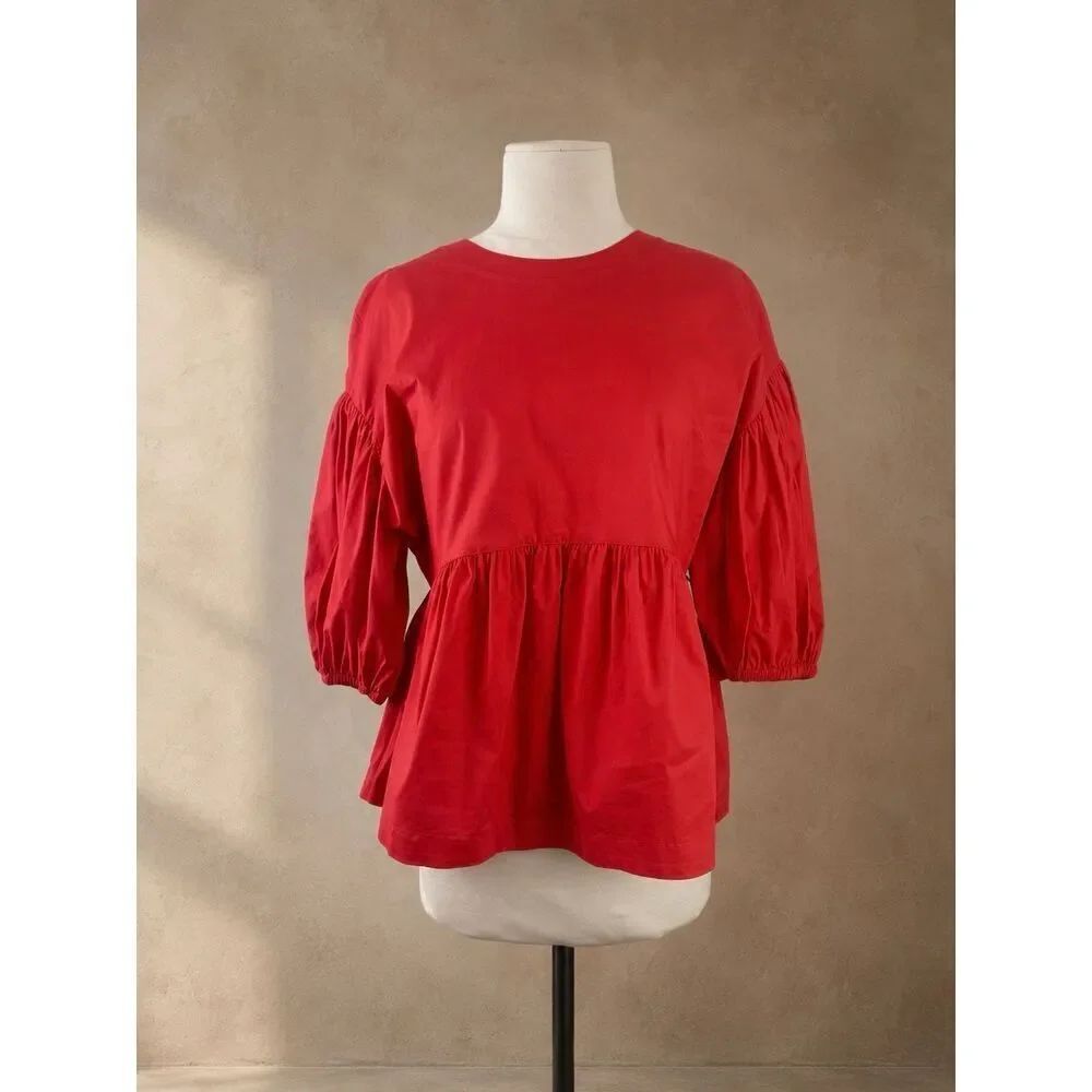 Prologue SzāS Red Balloon Sleeve Peplum Blouse Puff Sleeve Top Target